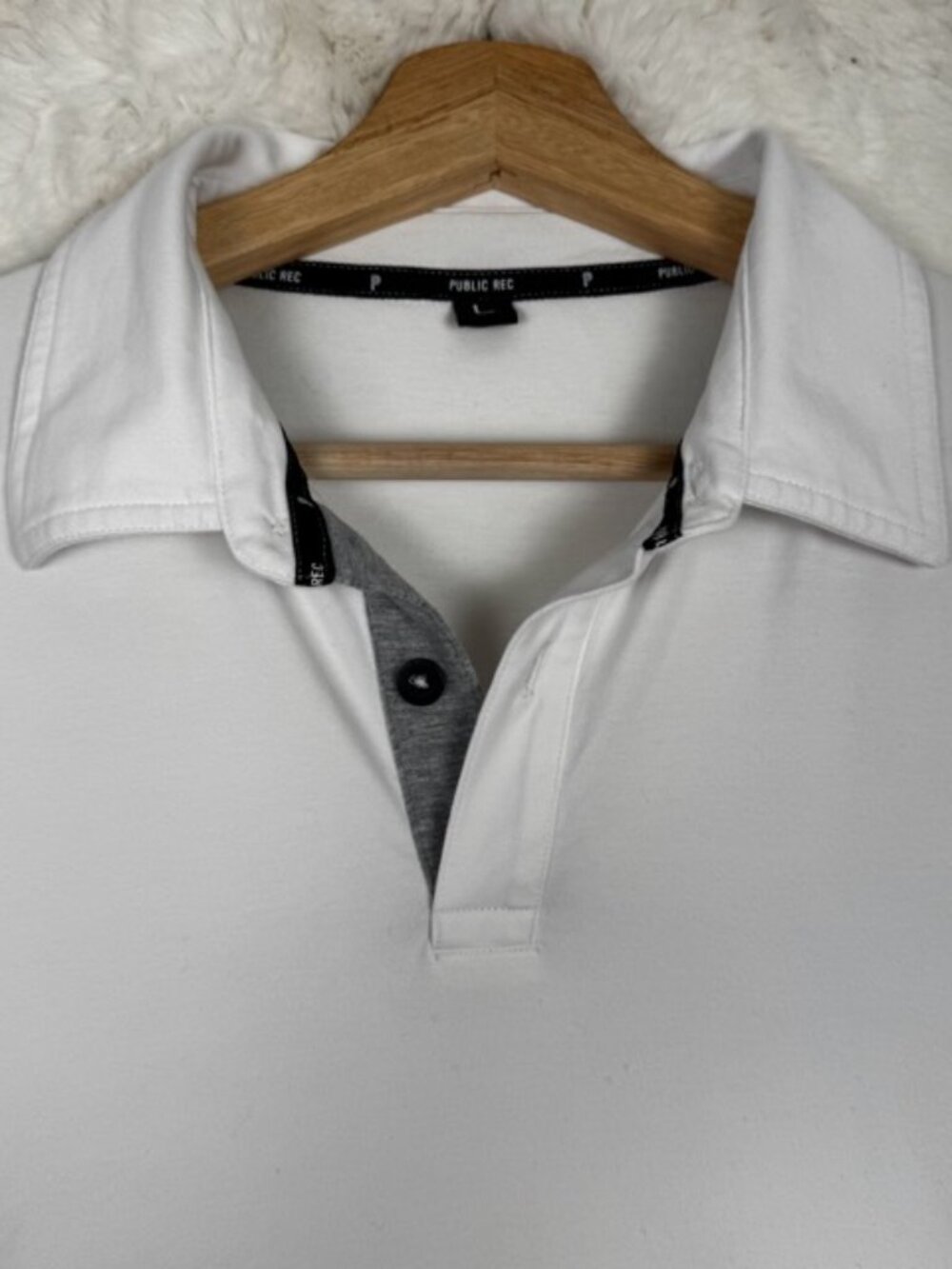 Public Rec Polo Shirt Mens Large White Pima Cotton Tencel Blend Performance Golf